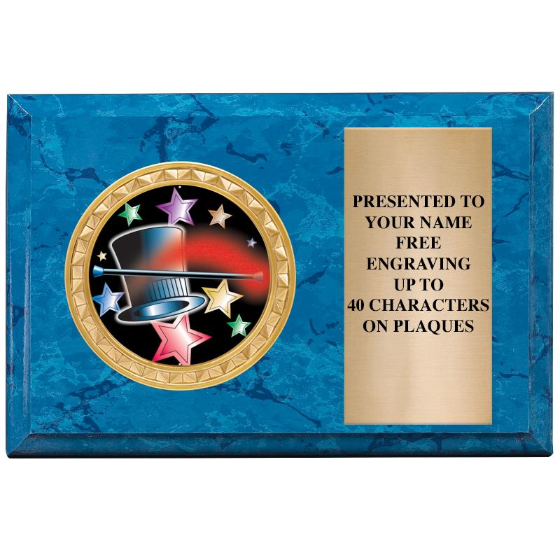 6" X 4" BLUE MBL INSERT PLQ