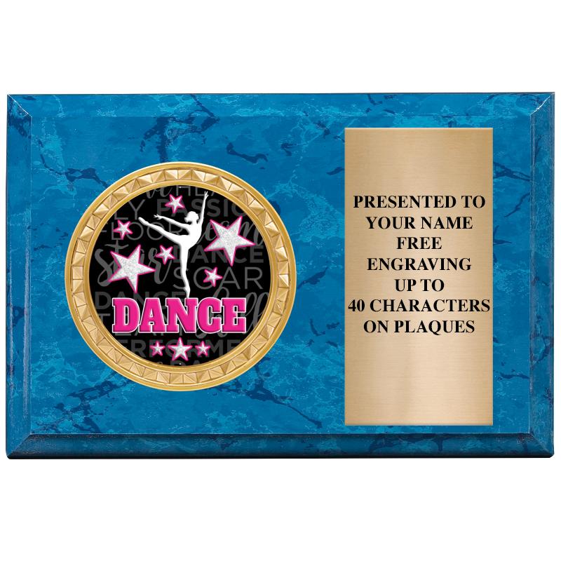 6" X 4" BLUE MBL INSERT PLQ