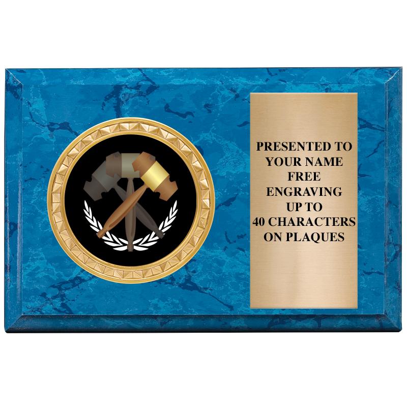 6" X 4" BLUE MBL INSERT PLQ