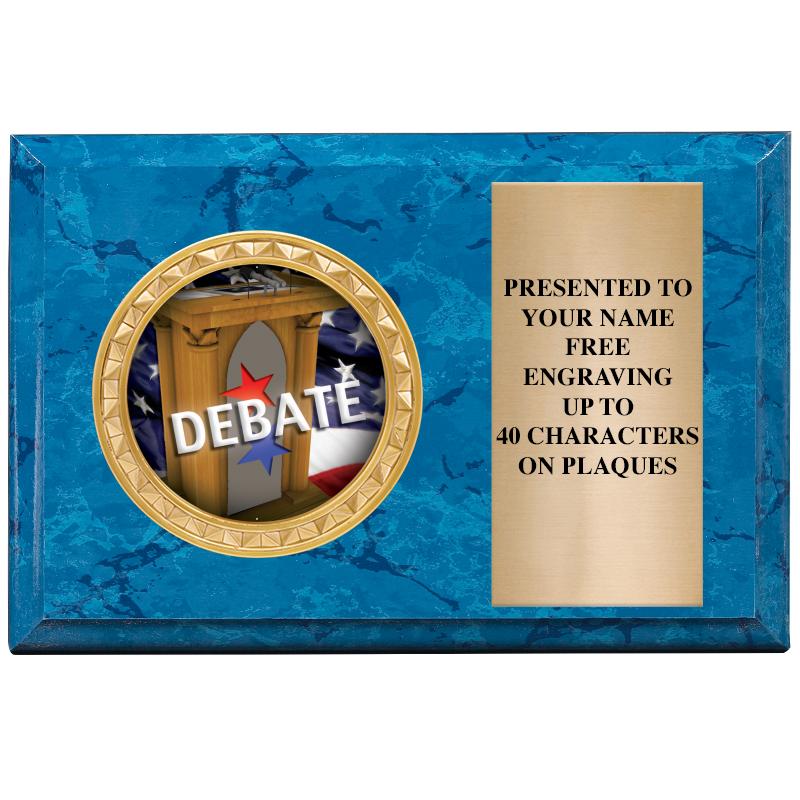 6" X 4" BLUE MBL INSERT PLQ