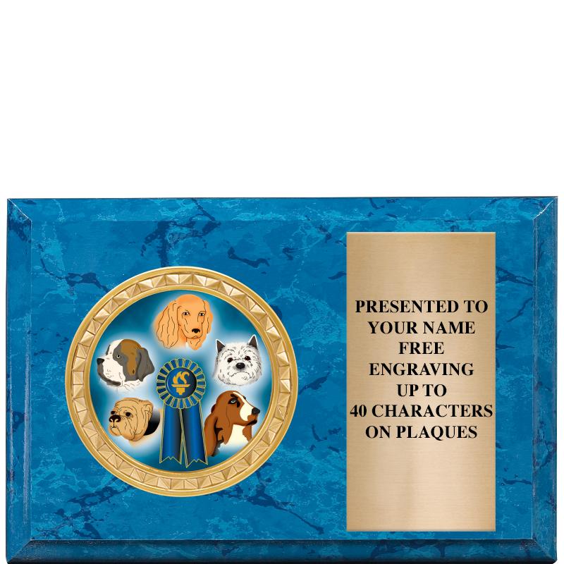 6" X 4" BLUE MBL INSERT PLQ