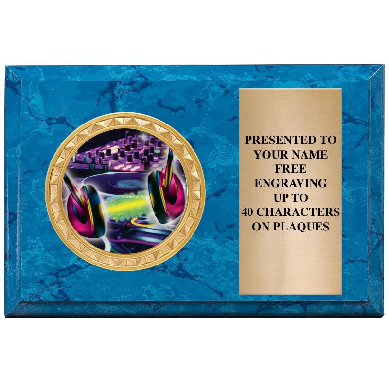 6" X 4" BLUE MBL INSERT PLQ