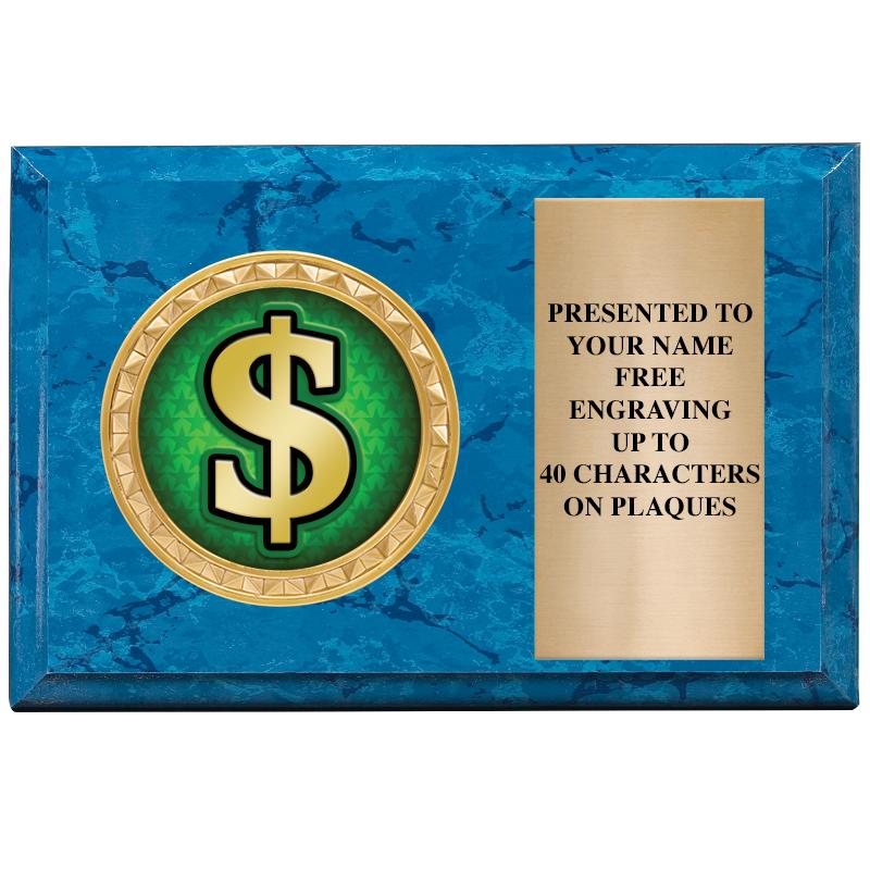 6" X 4" BLUE MBL INSERT PLQ