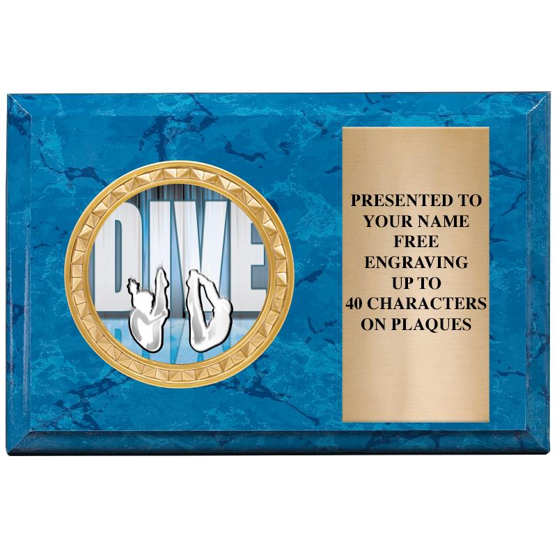 6" X 4" BLUE MBL INSERT PLQ