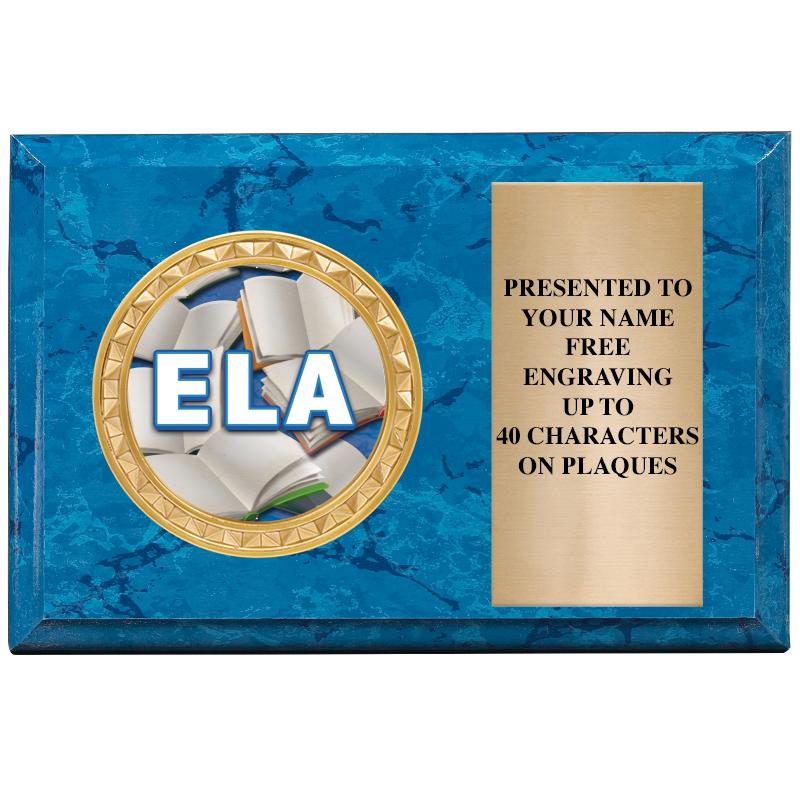 6" X 4" BLUE MBL INSERT PLQ