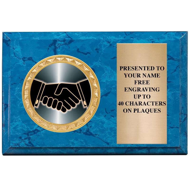 6" X 4" BLUE MBL INSERT PLQ