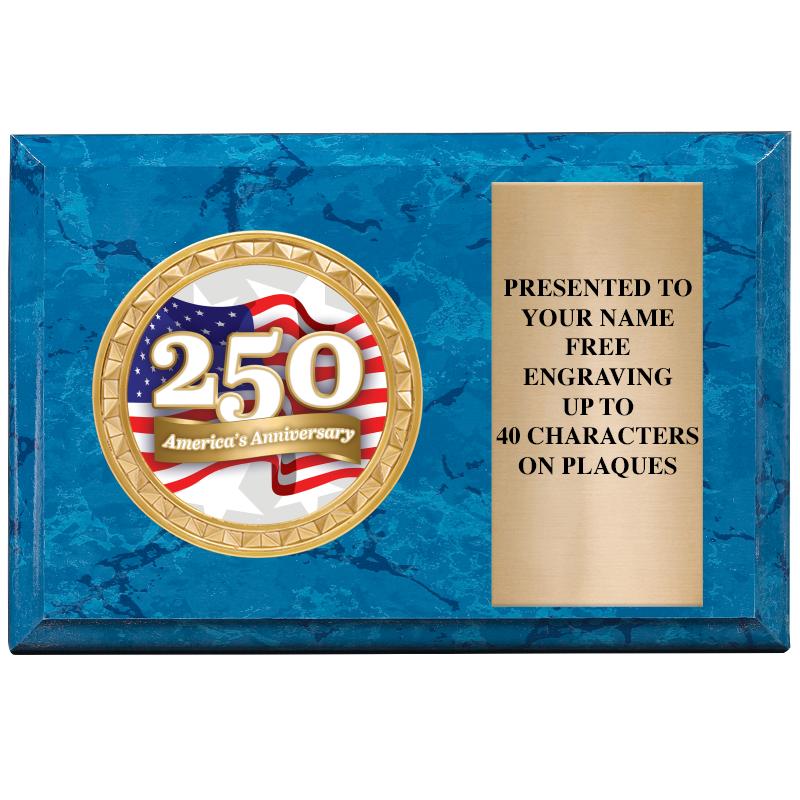 6" X 4" BLUE MBL INSERT PLQ