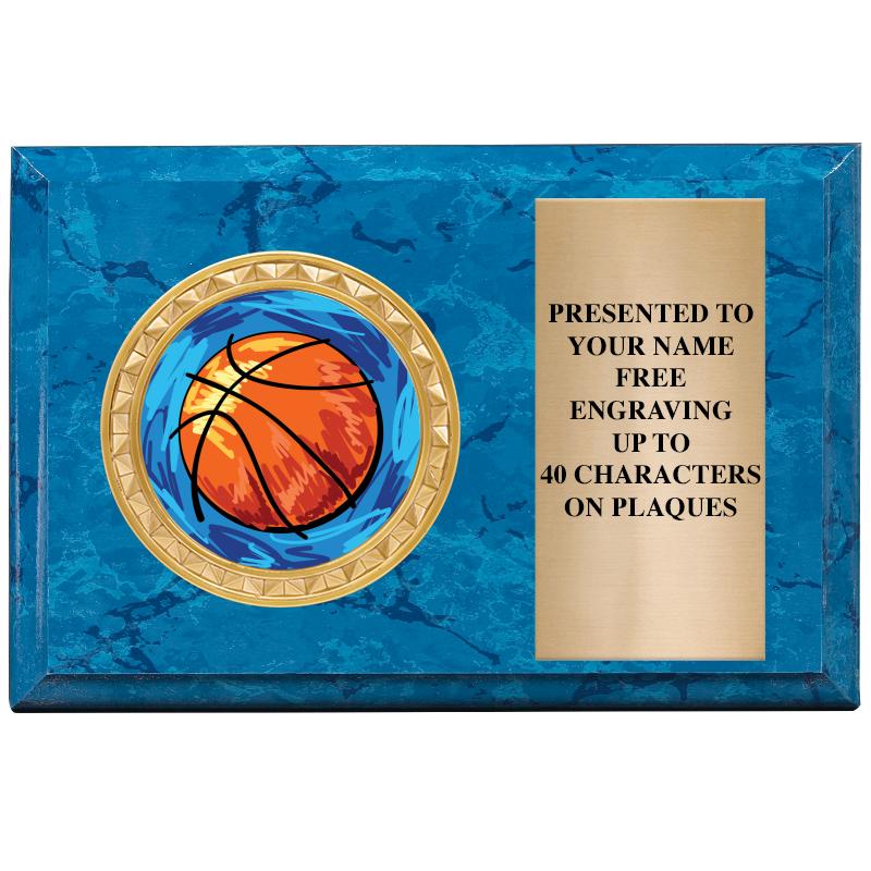 6" X 4" BLUE MBL INSERT PLQ