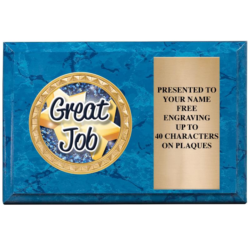 6" X 4" BLUE MBL INSERT PLQ