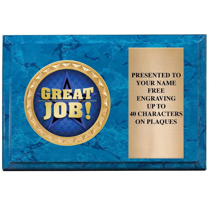 6" X 4" BLUE MBL INSERT PLQ