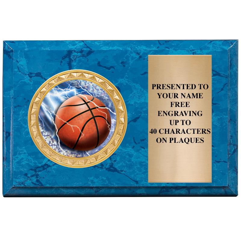 6" X 4" BLUE MBL INSERT PLQ