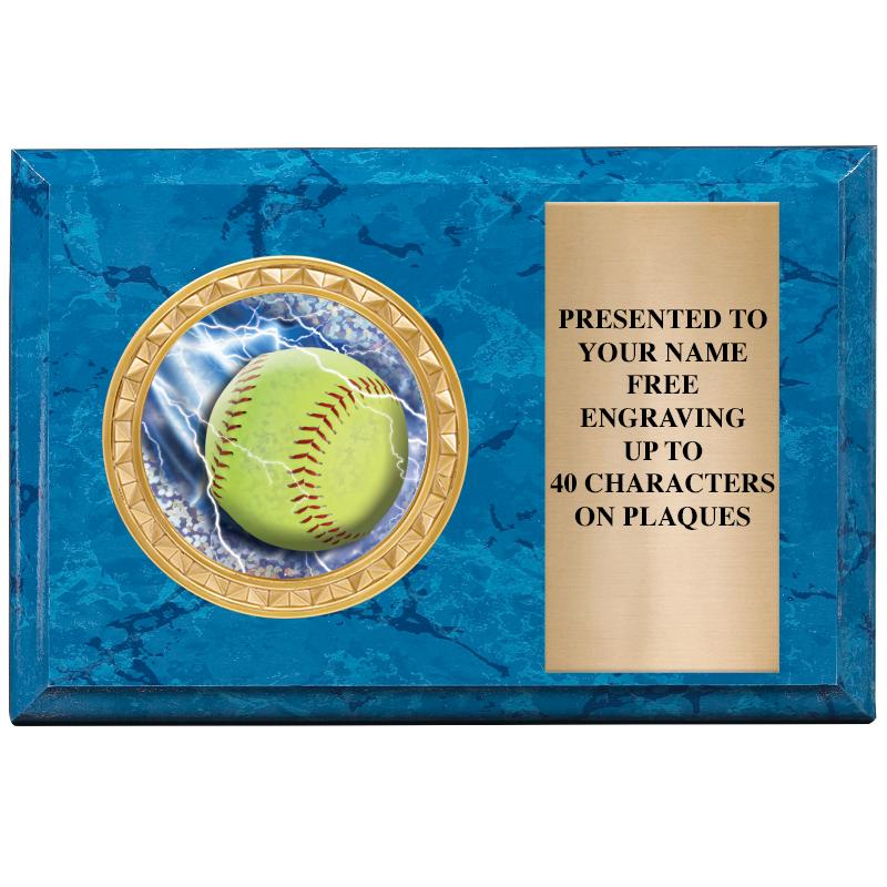 6" X 4" BLUE MBL INSERT PLQ