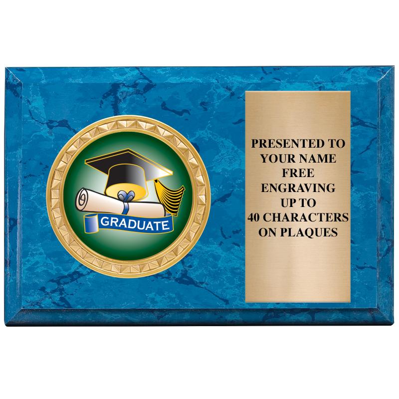 6" X 4" BLUE MBL INSERT PLQ