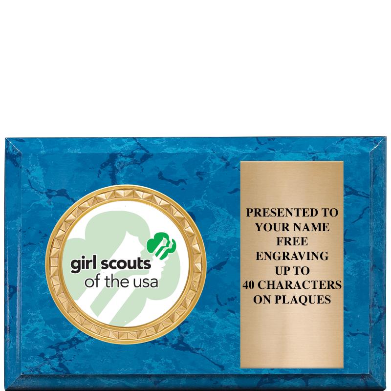 6" X 4" BLUE MBL INSERT PLQ