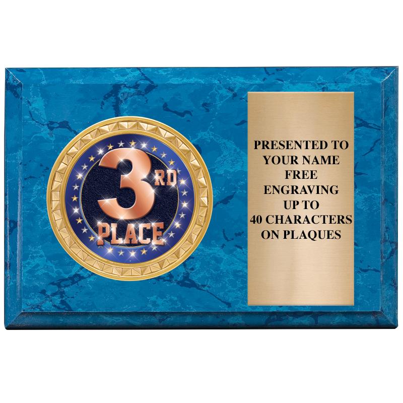 6" X 4" BLUE MBL INSERT PLQ