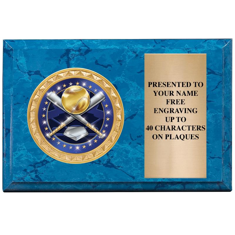 6" X 4" BLUE MBL INSERT PLQ