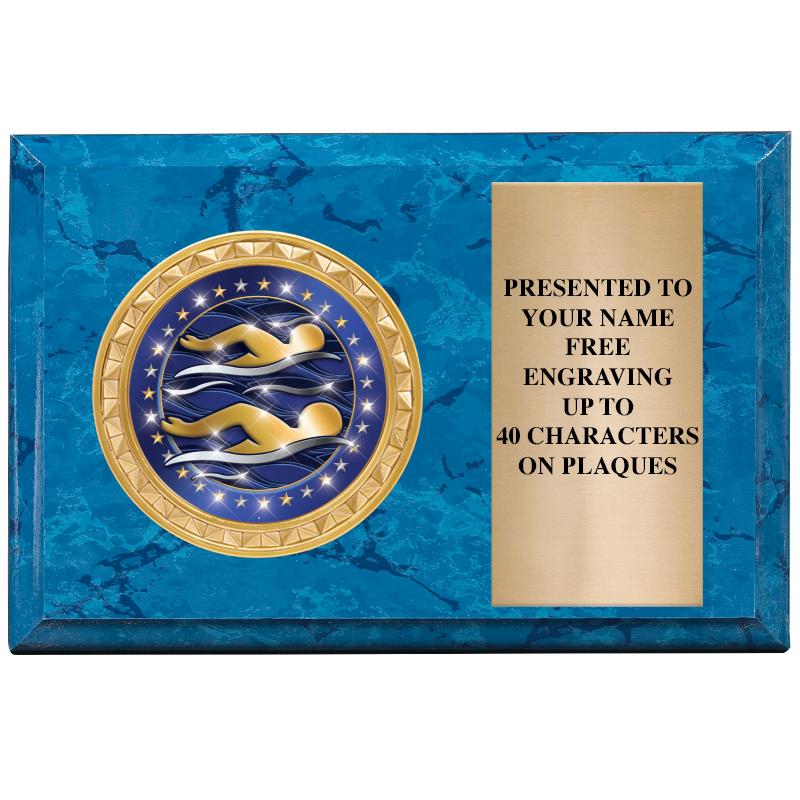 6" X 4" BLUE MBL INSERT PLQ