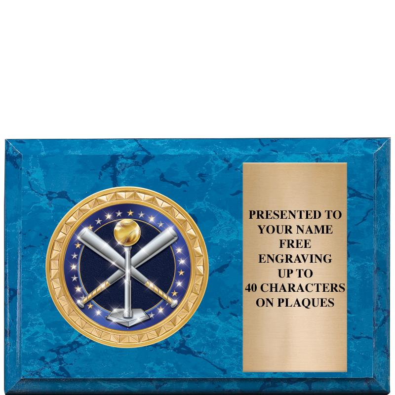 6" X 4" BLUE MBL INSERT PLQ