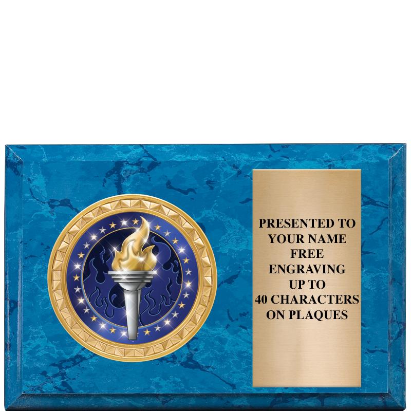 6" X 4" BLUE MBL INSERT PLQ