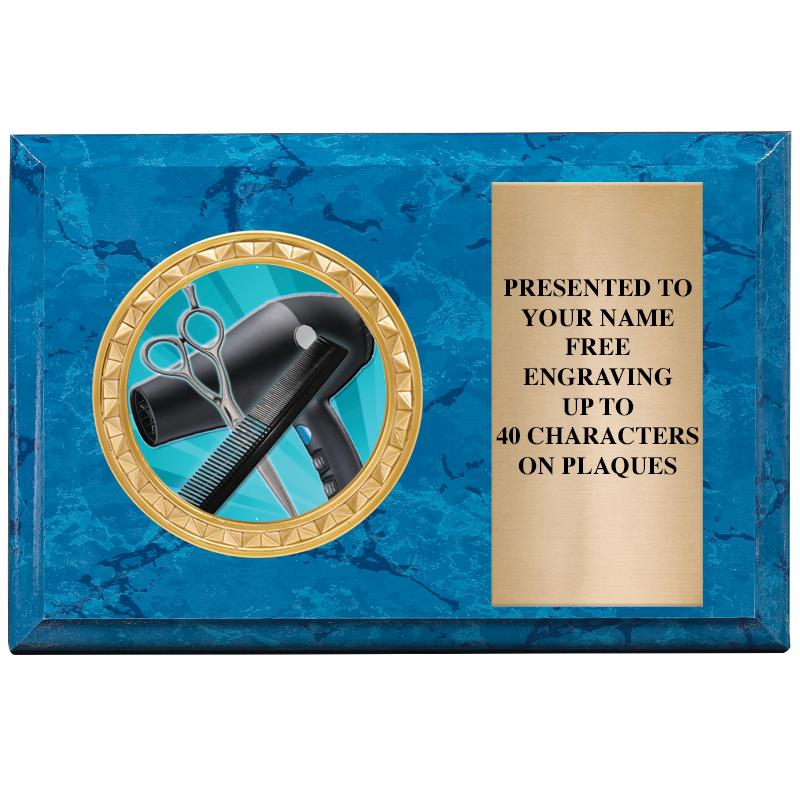 6" X 4" BLUE MBL INSERT PLQ