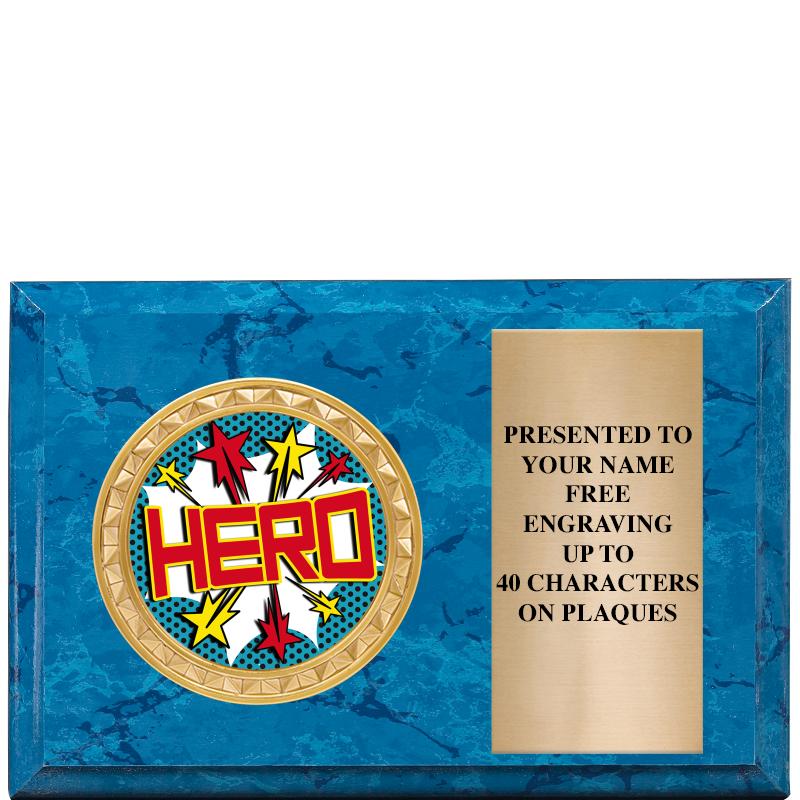 6" X 4" BLUE MBL INSERT PLQ