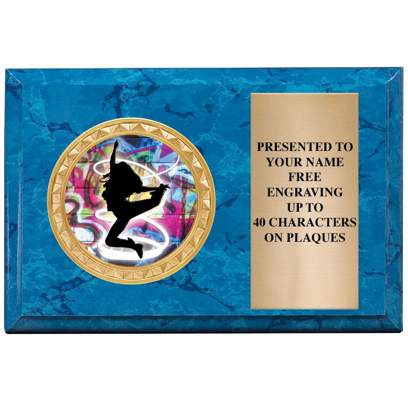 6" X 4" BLUE MBL INSERT PLQ