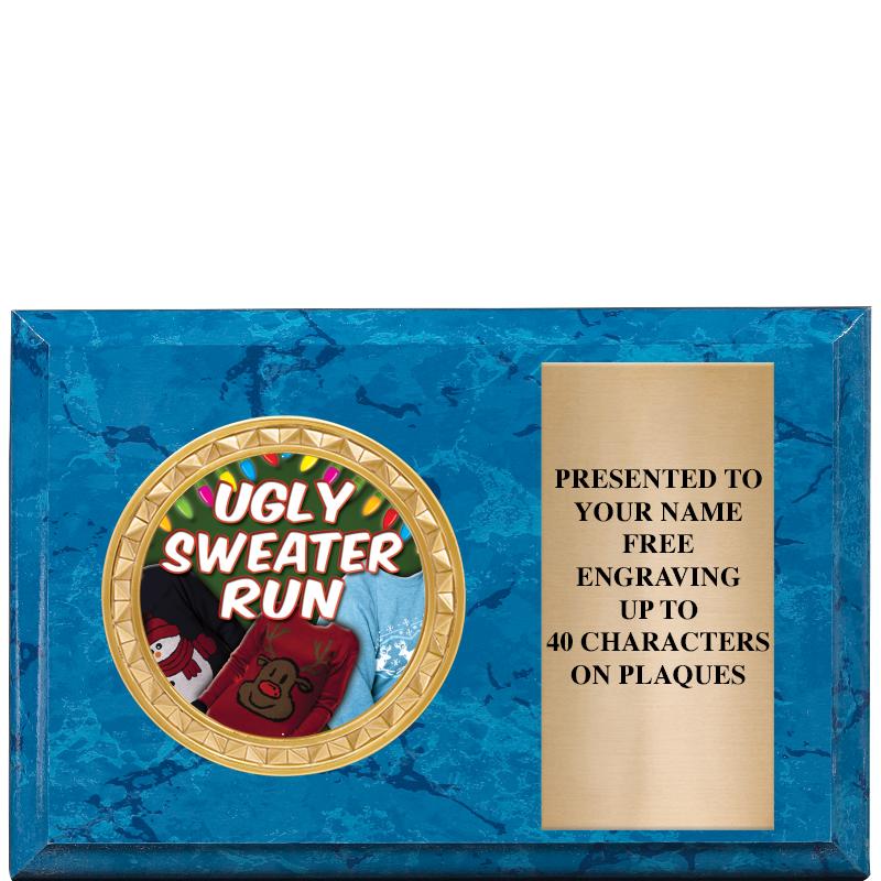 6" X 4" BLUE MBL INSERT PLQ