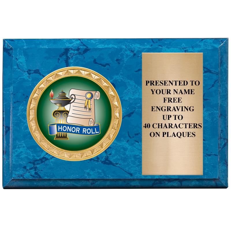 6" X 4" BLUE MBL INSERT PLQ