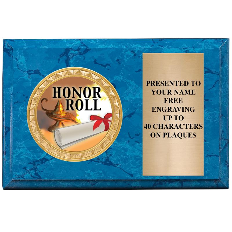 6" X 4" BLUE MBL INSERT PLQ