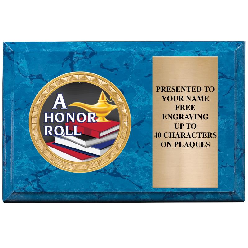 6" X 4" BLUE MBL INSERT PLQ