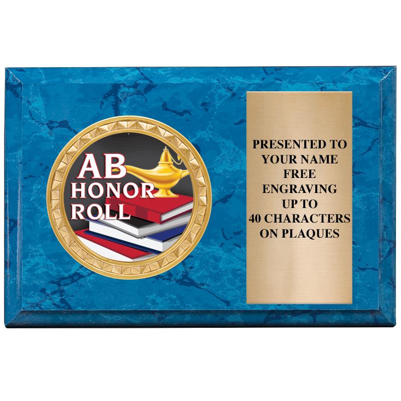 6" X 4" BLUE MBL INSERT PLQ