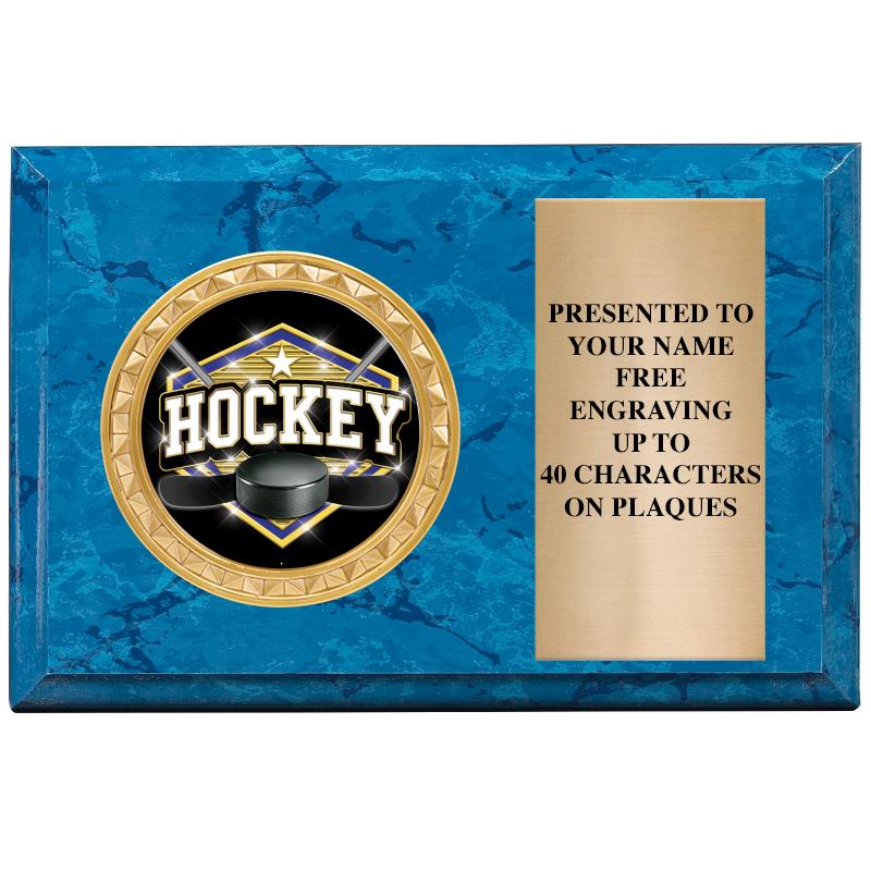 6" X 4" BLUE MBL INSERT PLQ