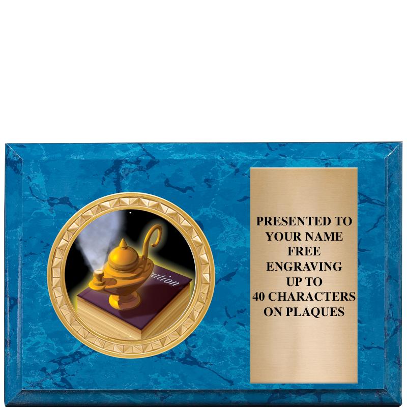 6" X 4" BLUE MBL INSERT PLQ