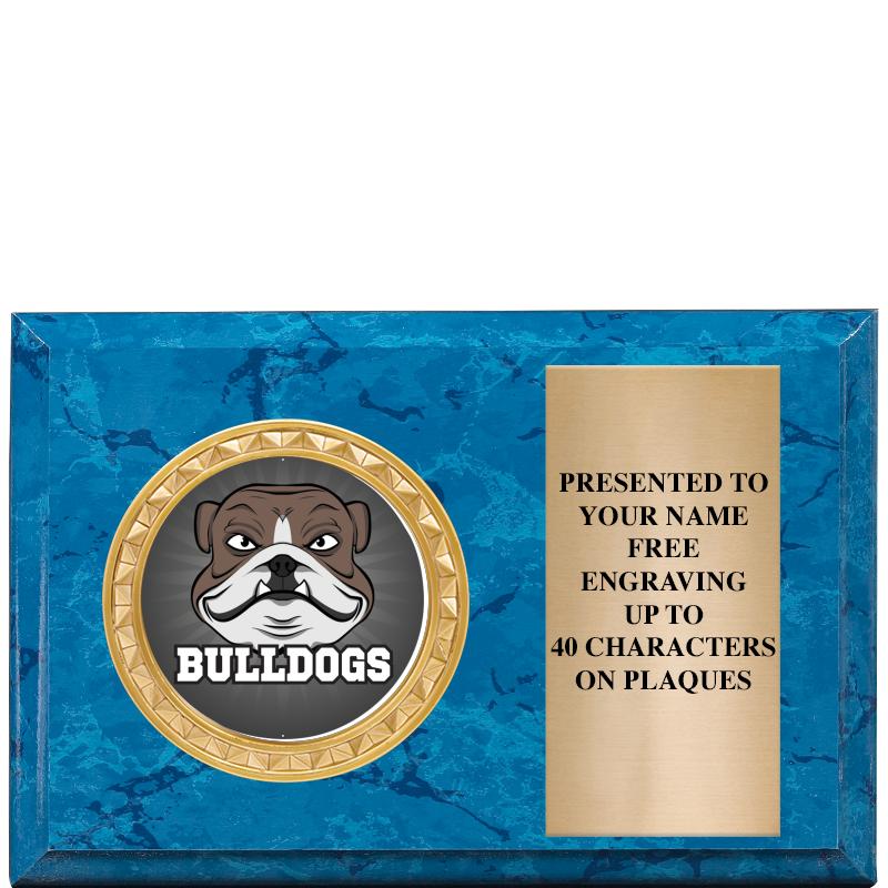 6" X 4" BLUE MBL INSERT PLQ