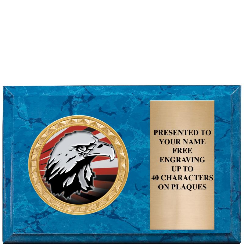 6" X 4" BLUE MBL INSERT PLQ