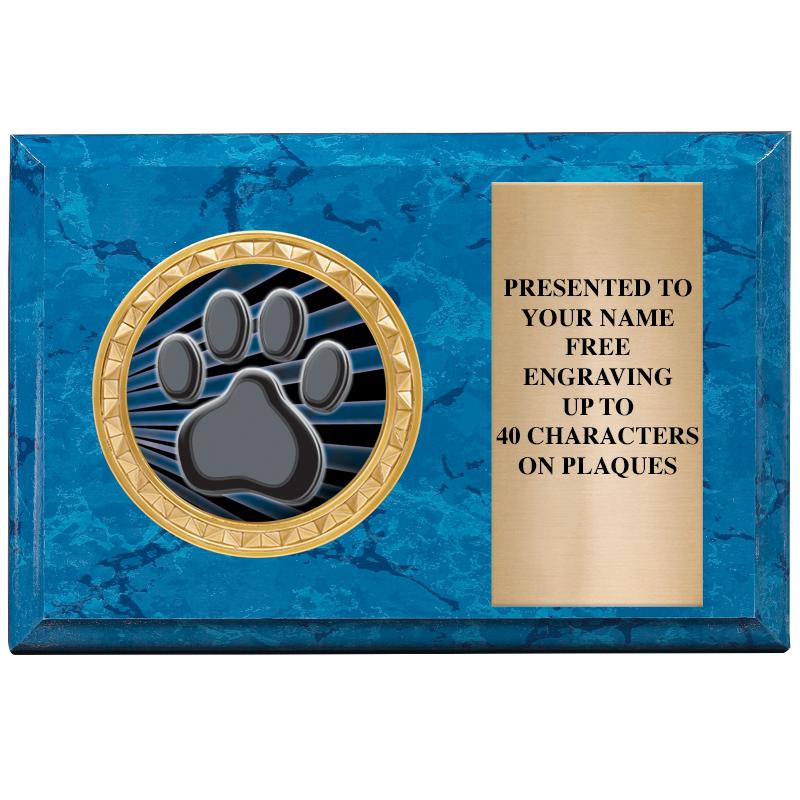 6" X 4" BLUE MBL INSERT PLQ