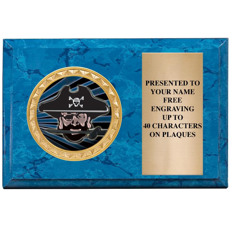 6" X 4" BLUE MBL INSERT PLQ