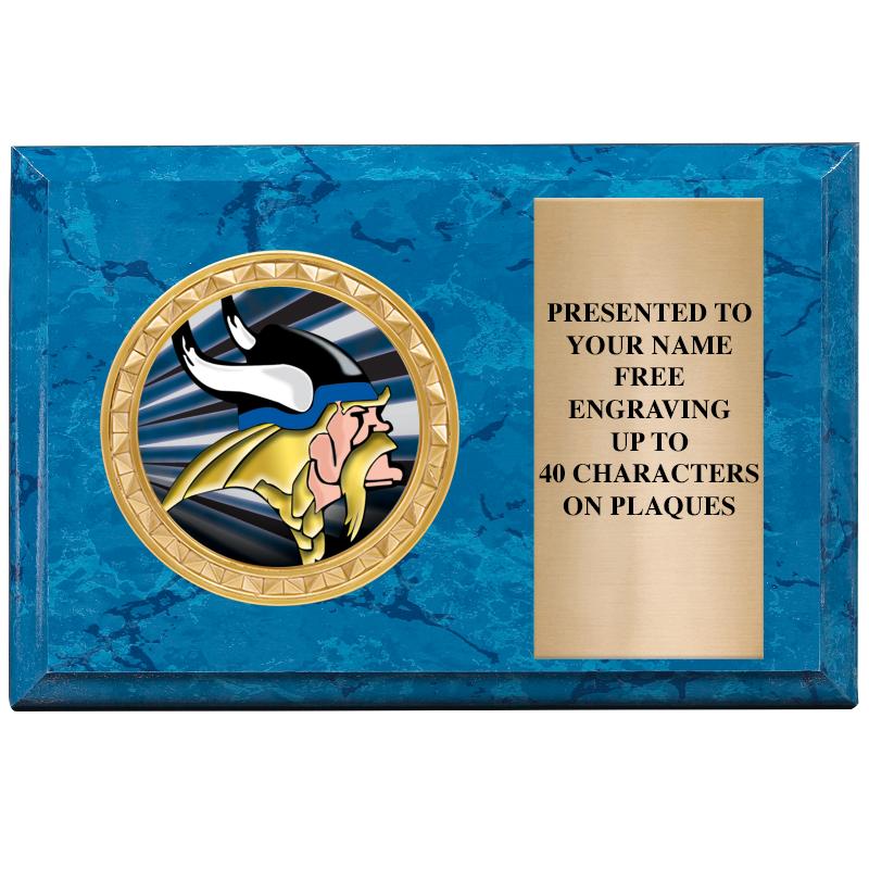 6" X 4" BLUE MBL INSERT PLQ