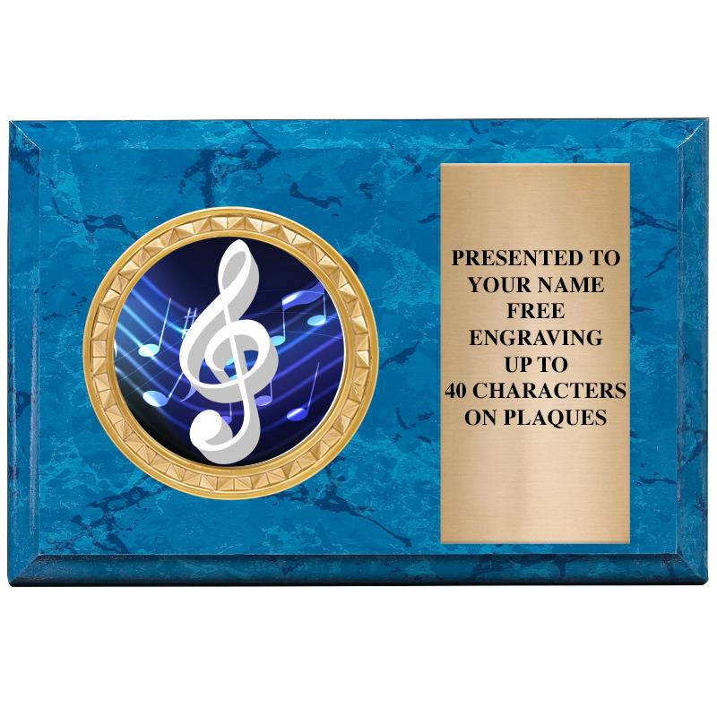 6" X 4" BLUE MBL INSERT PLQ