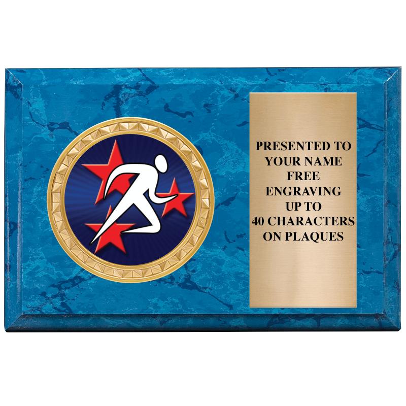 6" X 4" BLUE MBL INSERT PLQ