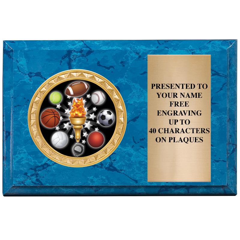 6" X 4" BLUE MBL INSERT PLQ