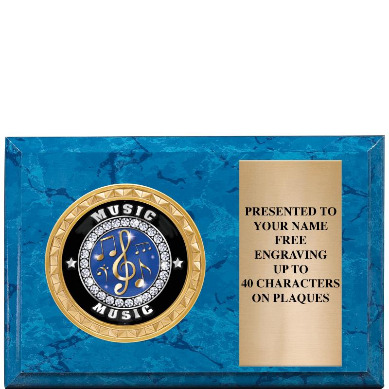 6" X 4" BLUE MBL INSERT PLQ