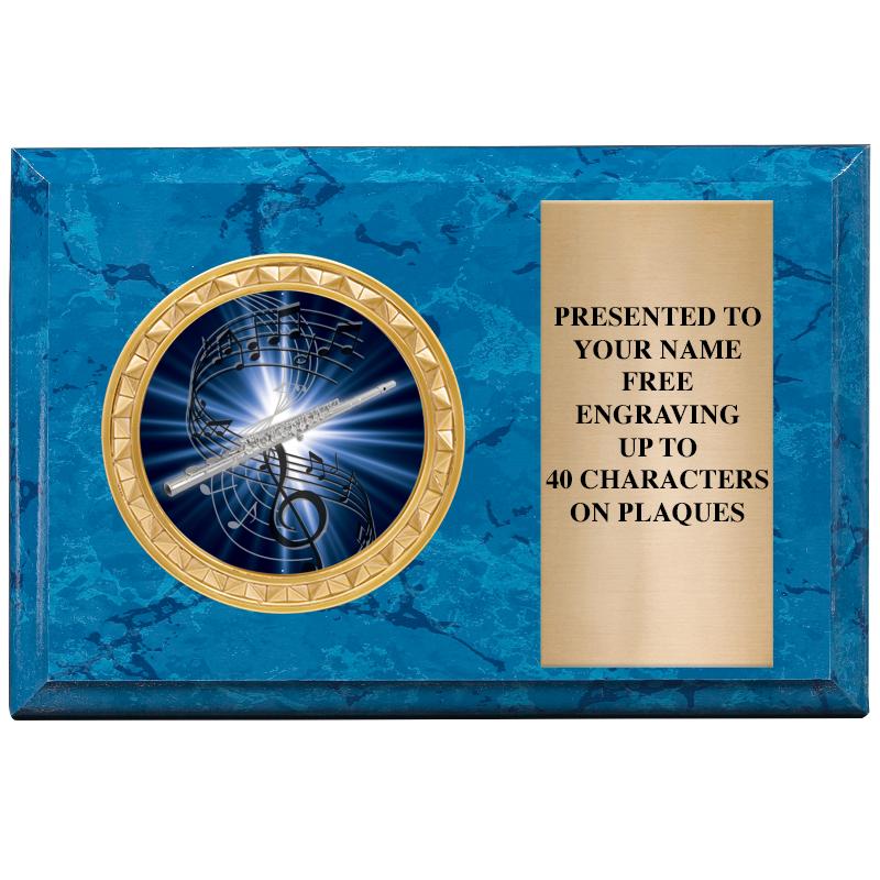 6" X 4" BLUE MBL INSERT PLQ