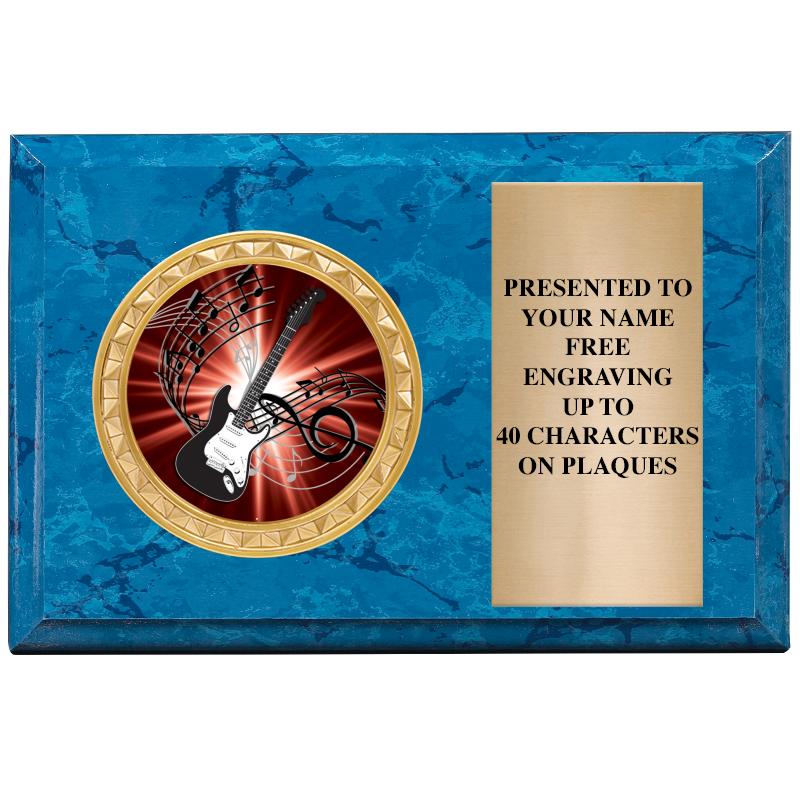 6" X 4" BLUE MBL INSERT PLQ