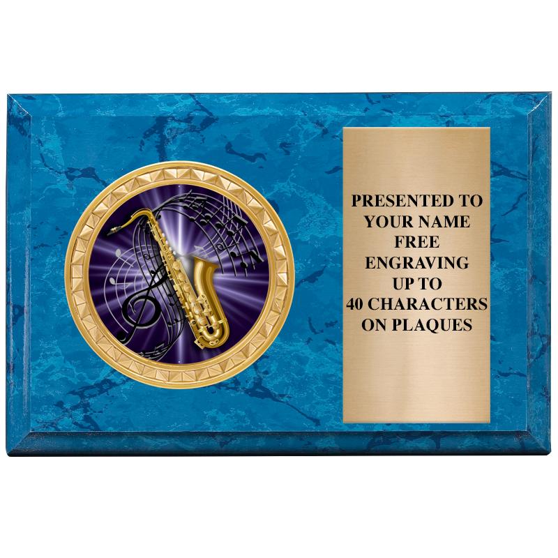 6" X 4" BLUE MBL INSERT PLQ