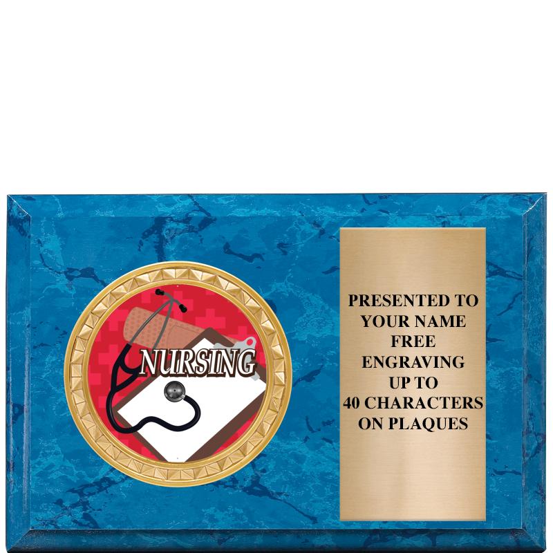 6" X 4" BLUE MBL INSERT PLQ