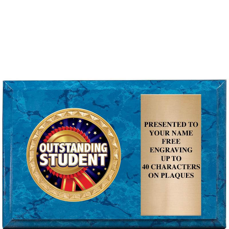 6" X 4" BLUE MBL INSERT PLQ