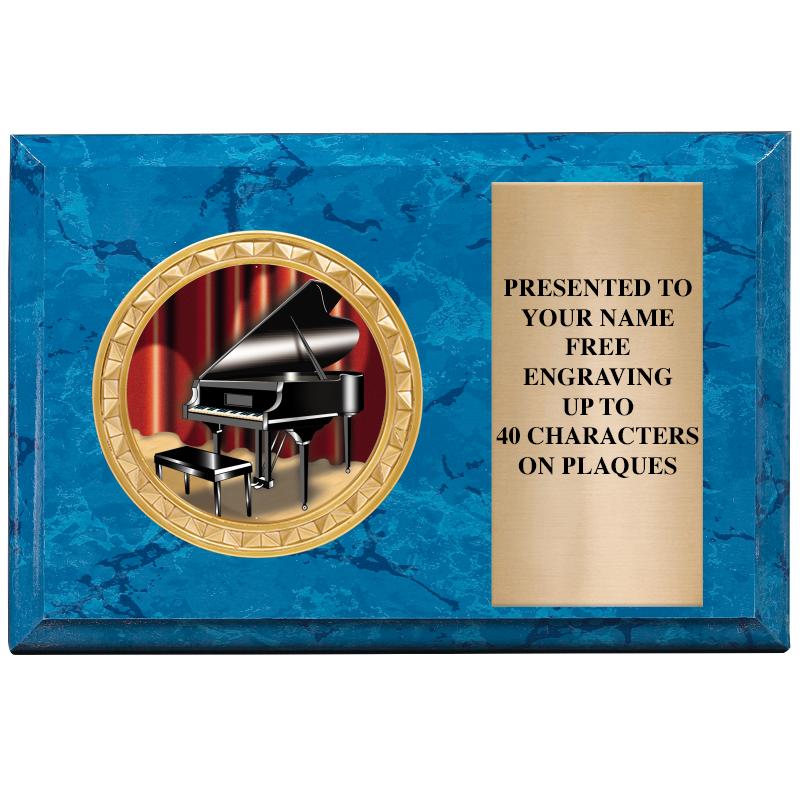 6" X 4" BLUE MBL INSERT PLQ