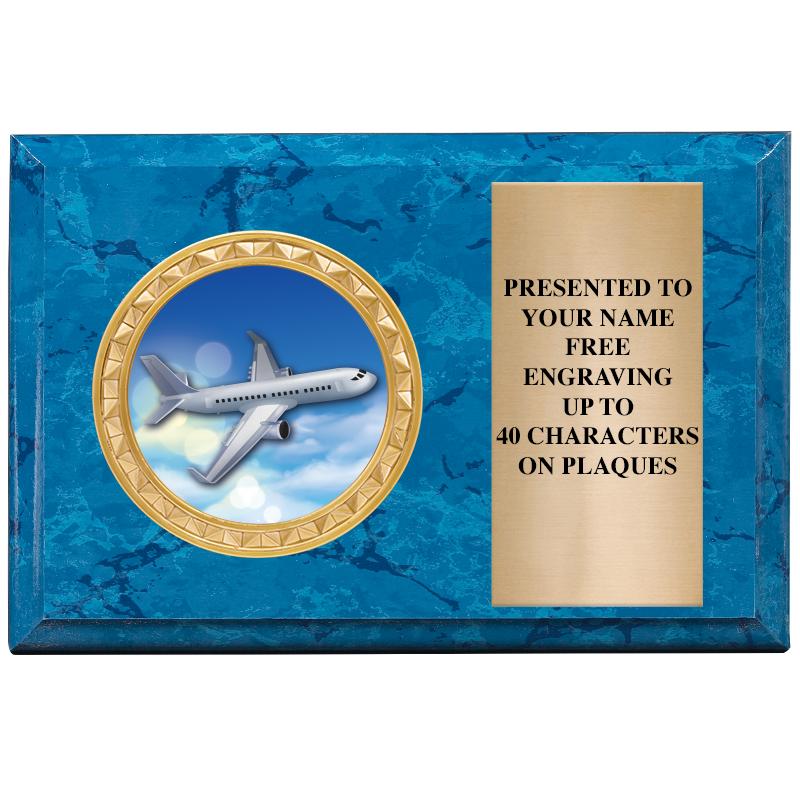 6" X 4" BLUE MBL INSERT PLQ