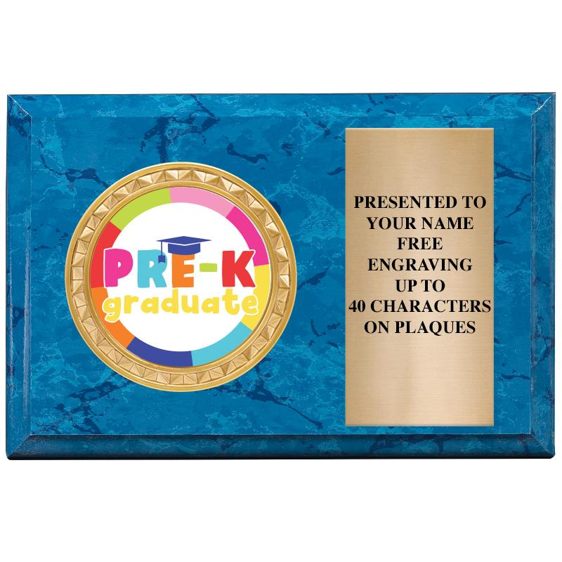 6" X 4" BLUE MBL INSERT PLQ